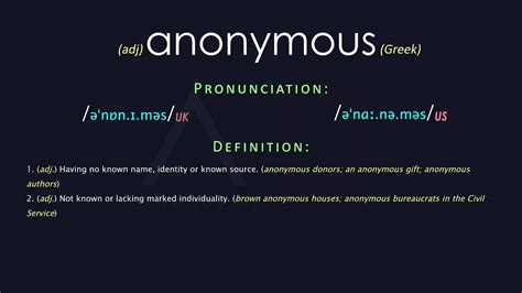 ANONYMITY Meaning in Tagalog .